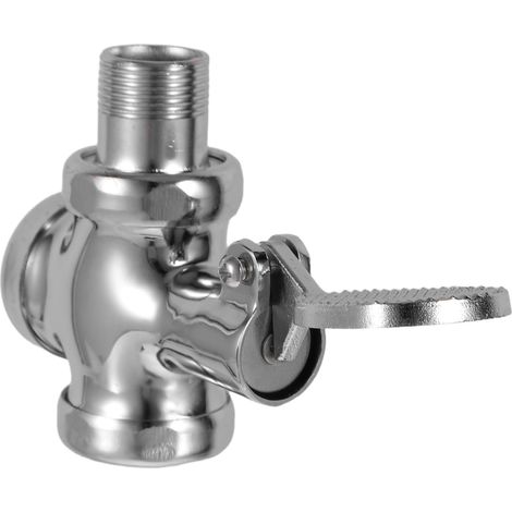 Sollbry Robinet de chasse d'eau à pédale, 1 pouce, sur pied, en alliage, argenté, sans contact, convient aux toilettes et lavabos publics. (1/5)