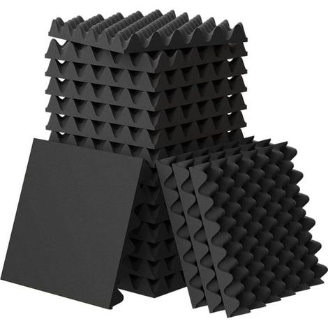 Lot de 12 panneaux acoustiques autocollants, 30×30×3 cm, panneaux muraux haute densité, isolation phonique efficace (1/5)