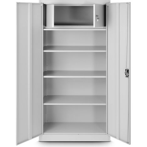 Aktenschrank mit Geheimfach C001D Metallschrank Büroschrank Stahlblech Pulverbeschichtung 185 cm x 90 cm x 45 cm grau/grau (1/3)