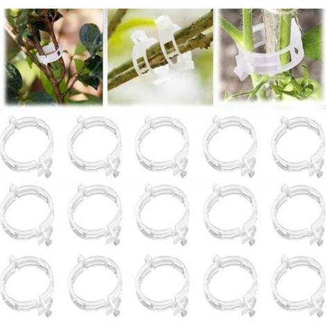 Lot of 100 secure plastic climbing plant ties, fastening clips (white) - yd