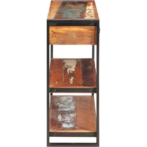 Buffet Bas de Cuisine en Bois Massif Recyclé 120x30x75 cm, Meuble Rangement Style Industriel avec Étagères pour Salon et Salle à Manger (1/5)