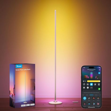 Lampe sur pied pour salon RGBIC, Lampe LED moderne, Or Compatible avec Matter, Synchronisation musicale, 16 millions de couleurs, 85+ modes de scène, 2700-6500K Lampe sur pied pour salon (1/5)