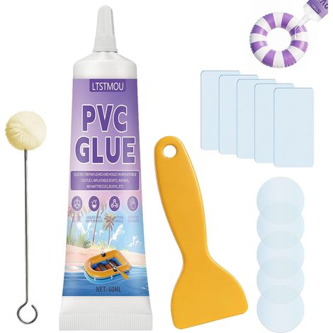 Kit Reparation Piscine, Rustine Piscine, Colle PVC, Imperméable, Kit de Reparation Piscine Imperméable et Transparent, pour Produits Gonflables Matelas, Bateaux, Bouées, Jacuzzis et Spa Gonflable (1/5)