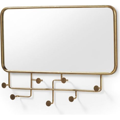 Miroir mural doré en métal style vintage pour intérieur élégant - doré finition vieillie