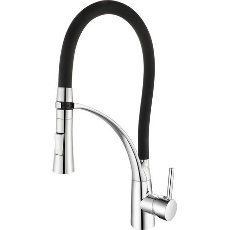 Mitigeur cuisine eau chaude/froide avec douchette extractible rotative à 360° – Flexible de 80 cm – Conception économe en eau – Cartouche céramique 35 mm – Bec pivotant (1/5)