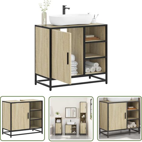 vidaXL Badschrank Sonoma-Eiche 65x33x60 cm Holzwerkstoff (1/5)