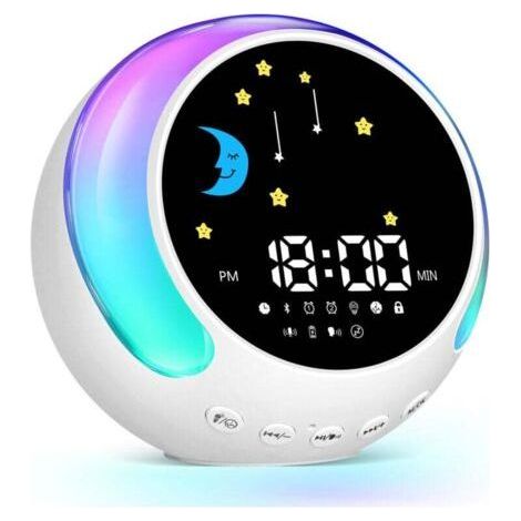 Kids Alarm Clock with Touch Night Light, Self-Recording Alarm Ringtones, Dual Alarm Mode, Voice Wake-Up, White Sound Hypnosis, Bluetooth Speaker, Great as a Gift (1/4)