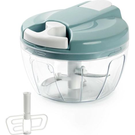 Mini hachoir manuel 520 ml en inox, coupe-oignon avec 3 lames, hachoir à légumes compact (1/5)
