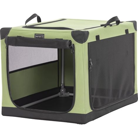 1 - Cage Pour Chien - Transport Pliable - Structure En Aluminium Et Tissu Oxford - Aération Optimale Pour Voyage - Vert - 60x45x50cm