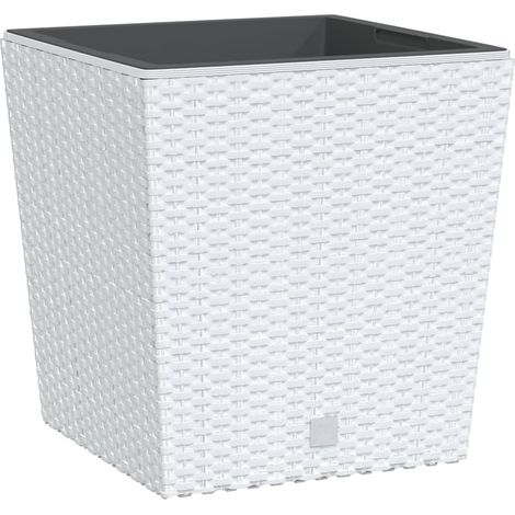 Jardinière Bac à fleurs et intérieur amovible blanc 21 /32 L rotin PP (1/5)