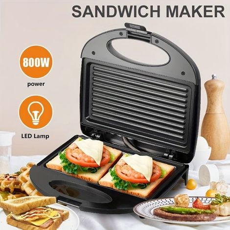 BelleRise - Presse à sandwichs et paninis électrique intégrée (avec plaques antiadhésives amovibles) — Cuisson rapide double face (1/5)