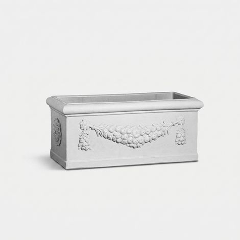 Vaso rettangolare da esterno festonato Grande - Bianco (1/3)