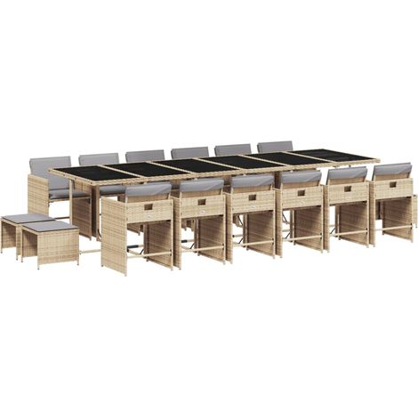 Maison Exclusive - Set comedor de jardín 17 pzas con cojines ratá (1/5)