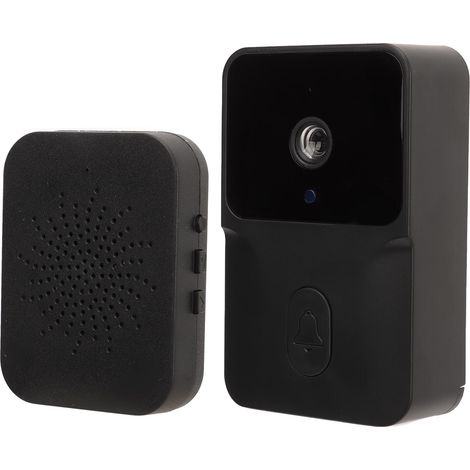 Sonnette vidéo sans fil WiFi HD avec vision nocturne et alimentation par batterie pour Tuya (noire) (1/5)