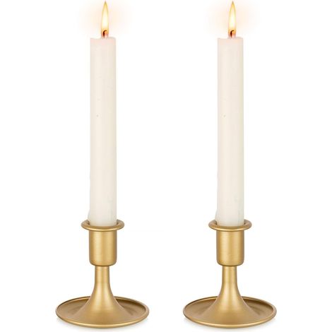Bougroir Doré Chandelier Rétro en Or: Lot de 2 Porte-Bougies en Métal Bougeoirs Mariage pour Bougies Conique Perfect pour Centre de Table Noël Fête ou Décoration d'intérieure (1/5)