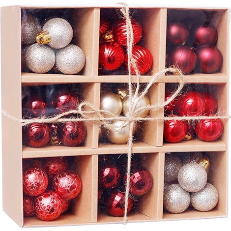 Boule De Noël - 99 Pièces 30 Mm - Décoration Arbre De Noël - Motifs Variés Brillant Mat Pailleté Givré Marbré - Plastique Résistant Aux Chocs (1/5)
