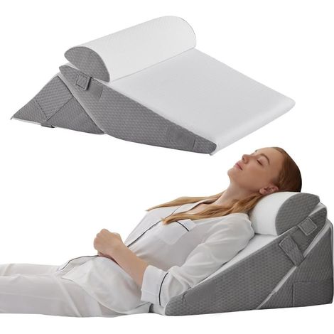 Oreiller orthopédique en forme de coin 10 en 1 – Oreiller ajustable en mousse à mémoire de forme pour le dos, la nuque, les jambes et après une intervention chirurgicale-AquaForge (1/5)