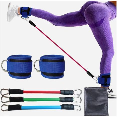Knöchel-Widerstandsband-Set – 60 lb verstellbare Schlauchbänder für Gesäß- und Beintraining – 3 verschiedene Widerstandsstufen – Mit Absturzsicherung – (1/5)
