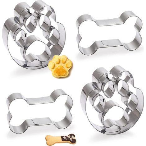 4 Pièces Emporte Pièces en Forme de Chien,Emporte Piece Gateau Inox,Emporte Pieces Patisserie Chien,Emporte Piece Moule Biscuit pour Chien,Emportes Piece Patte de Chien,Cookie Cutter Dog (1/5)