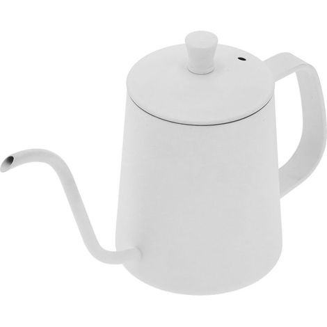 Bouilloire à thé 350ml en acier inoxydable 304, bec long pour café, idéale pour maison, bureau, hôtel, cuisine - Blanc (1/5)