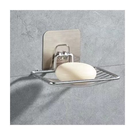 MINKUROW Ohne Bohren Handseifenschale, Edelstahl Seifenschale Schwammhalter für Dusche, Küche, Badezimmer. Krawatte und Regenmantel Grau (1/5)
