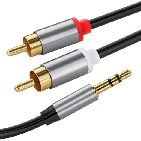 Cavo audio stereo – 2 m, jack da 3,5 mm a 2 RCA, stereo L/R, TV / Altoparlanti / Amplificatore / PC / Laptop (1/5)