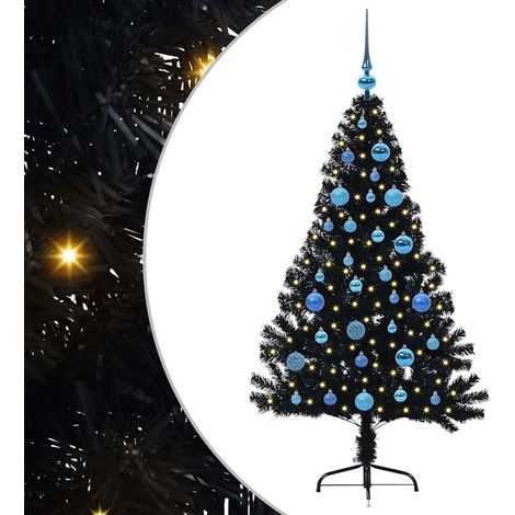 vidaXL Albero di Natale artificiale con luci integrate Nero 150 cm PVC (1/5)