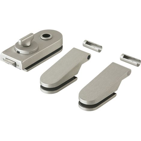 Verrou de porte en verre WC Studio Rondo + poignée de porte pour portes en verre, aluminium et acier inoxydable (1/3)