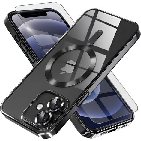 Custodia per iPhone 12, Electro MagSafe, nera + pellicola protettiva per lo schermo (1/5)