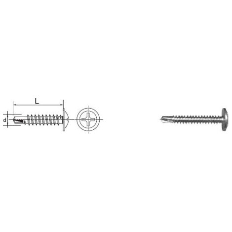 TORNILLO AUTOPERFORANTE CON CABEZA DE ARANDELA ANCHA 4,238MM - 5 STO - 518 4,238 (1/2)