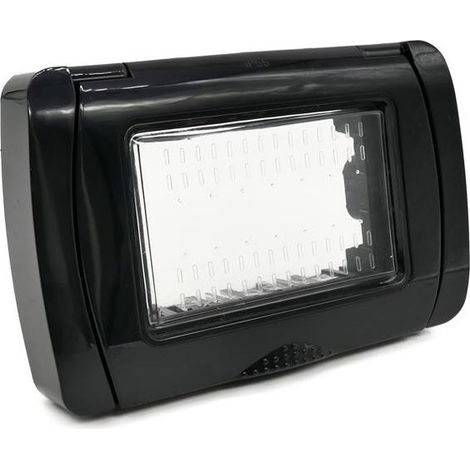 Placca idrobox 3 posti compatibile con living light international IP55 coperchio modulo cassetta 503 nero (1/4)