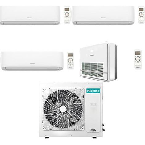 Hisense Split + Console Series Turbo R32 Quadri Split Inverter Klimaanlage 9000 + 9000 + 9000 + 12000 BTU mit E.U. 4AMW81U4RJC NEU Klasse A++/A+