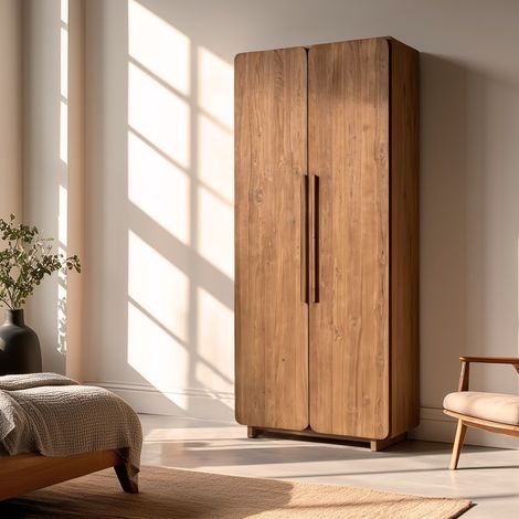 SIXTINE - Armoire 2 portes 80x195cm en bois de teck recyclé (1/5)