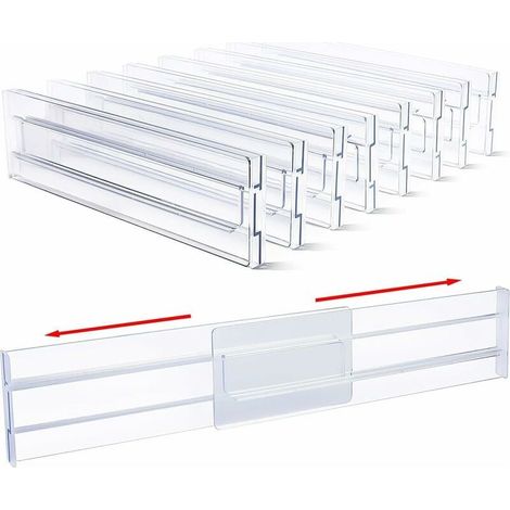 Séparateurs de tiroir réglables 28-51 cm – Plastique durable incassable – Épaisseur 1,3 cm – Hauteur 8,1 cm pour rangement bureau et cuisine (1/5)