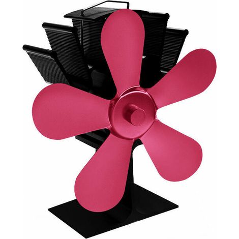 Green Mobility-Ventilateur de poêle à bois, ventilateur de cheminée à 5 pales pour poêle à bois/cheminée/gaz/granulés/bûches, puissance thermique, pink (1/5)