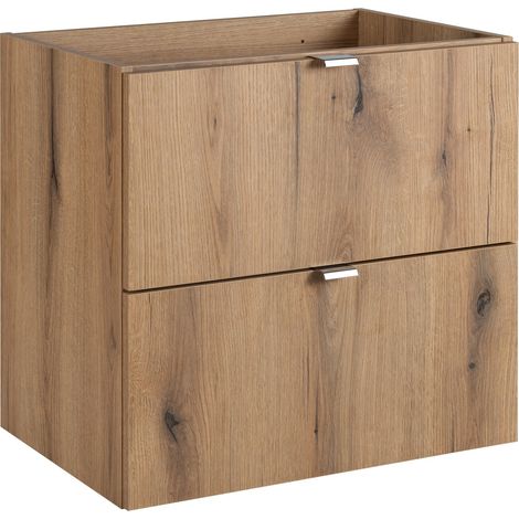 Meuble sous vasque suspendu 2 tiroirs NOVA OAK 60 CM en chêne (1/5)
