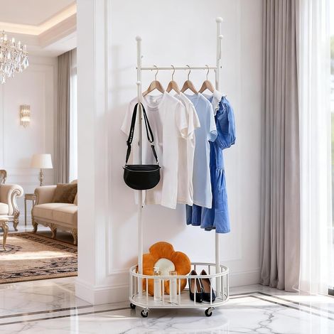 Clothes Rail with Wheels White Metal 172 cm (1/5)