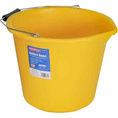 Faithfull Heavy-Duty Bucket 14 litre (3 gallon) - Yellow FAI3GBUCKYEL