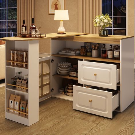 Sideboard Schrank 360 Drehbar Ausziehbar Weiß OKMYHOME (1/5)