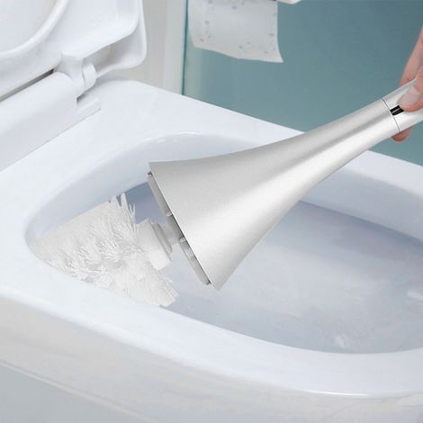 Kreatives Set mit Halter für Toilettenbürsten und Edelstahlsockel (Silber) (1/5)