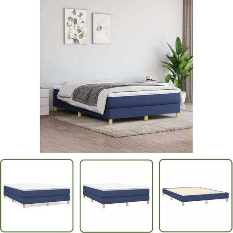 The Living Store Boxspringbett mit Matratze Blau 140x200 cm Stoff - Boxspringbett - Doppelbett - Bettenrahmen - Matratze - Matratzenauflage (1/5)