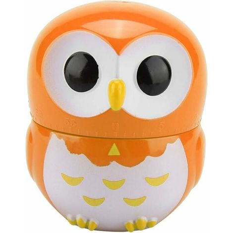 VURAHOME - Minuterie De Chouette, Jolis Hiboux En Forme De Cuisine Manuel Minuteur Mécanique De Cuisine À La Maison Comptoirs Horloge D'Alarme Réveil Portable Outil De Cuisine (Orange)Appareil De Cuis (1/5)