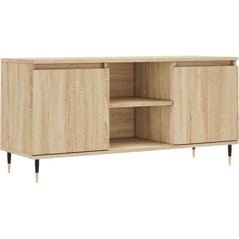 Mueble TV con almacenamiento moderno salón dormitorio 104 x 35 x 50 cm de madera contrachapada roble sonoma 020048552 (1/5)