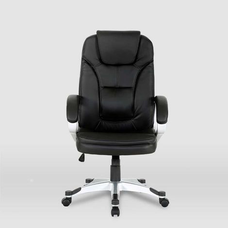 Silla de oficina Elisabeth en piel sintética negra. Alto: 115.5/125.5cm Ancho: 64.5cm Fondo: 70.5cm. (1/4)