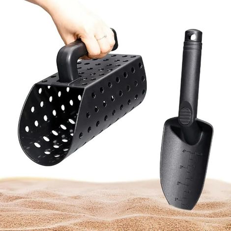 Pelle à Sable Détection Métaux, Tamis à Sable Léger, Cuillère à Sable de Plage Portable, pour Détection de Métal et Chasse au Trésor (1/5)