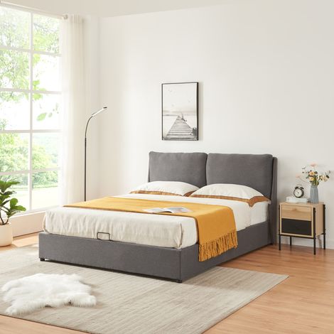 Cama matrimonio Lunner somier abatible 140x200cm - Gris oscuro [en.casa]
