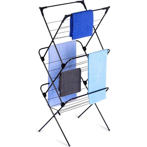 Vertikaler waschestander aus schwarzem metall 61x58x136 cm