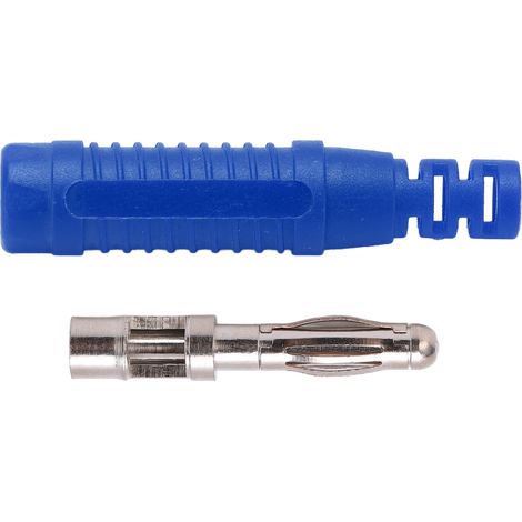 10 fiches bananes mâles cuivre rouge 4mm avec boîtier, connecteurs métalliques pour équipements de test, lot de 10, bleu (1/5)