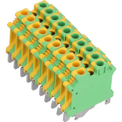 Bloc de connexion de terre 50 pièces pour rail DIN, liaisons électriques sécurisées USLKG‑6 (1/5)