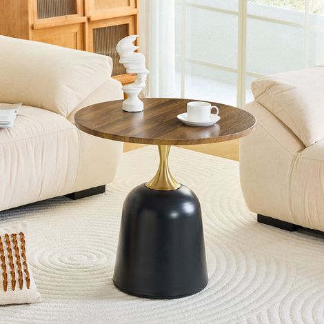 Mesa auxiliar redonda para salón melamina 70x69x40 cm OKMYHOME (1/5)